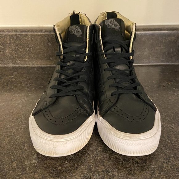 Vans Sk8 Hi Leather Black + Gold - Size 8 - Picture 3 of 8